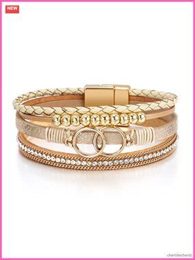 Handmade Leather Wrap Bracelet Women Boho Layered Cuff Jewelry